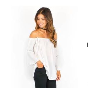 NWT - White off the shoulder top with bell sleeves